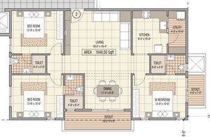 Floor Plan in 2 BHK Apartment at Shubh Enclave Bangalore, Harlur – for Sale