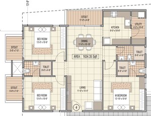 Floor Plan in 2 BHK Apartment at Shubh Enclave Bangalore, Harlur – for Sale