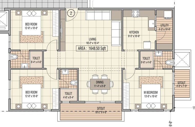 Floor Plan, shubh-enclave-bangalore 2 Bedroom 1172 Sq.Ft. Apartment In Harlur Bangalore 10787027