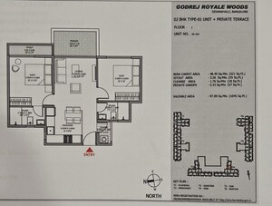 Floor Plan in 2 BHK Apartment at Godrej Royale Woods, Devanahalli – for Sale