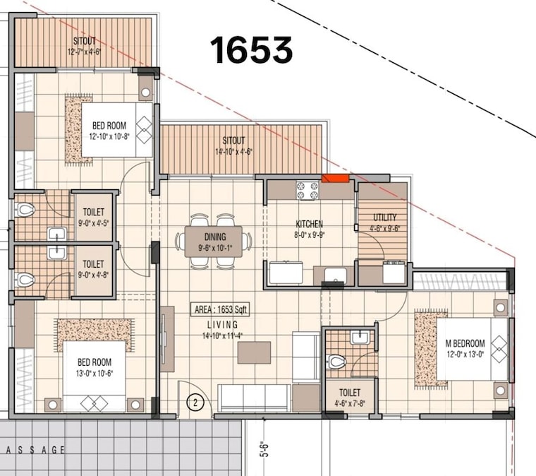 Floor Plan, shubh-enclave-bangalore 3 Bedroom 1653 Sq.Ft. Apartment In Harlur Bangalore 10787272