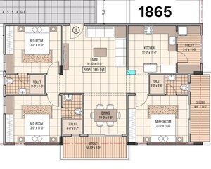 Floor Plan in 3 BHK Apartment at Shubh Enclave Bangalore, Harlur – for Sale