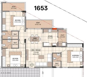 Floor Plan in 3 BHK Apartment at Shubh Enclave Bangalore, Harlur – for Sale