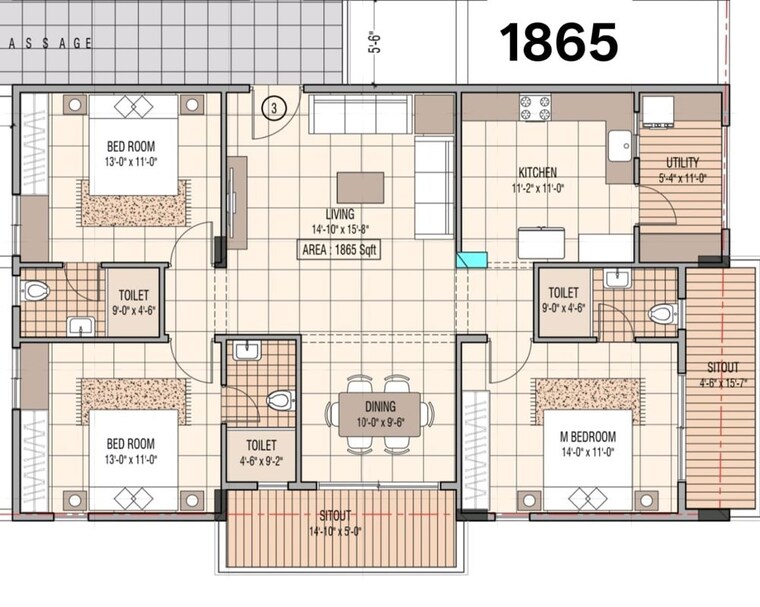 Floor Plan, shubh-enclave-bangalore 3 Bedroom 2036 Sq.Ft. Apartment In Harlur Bangalore 10787290