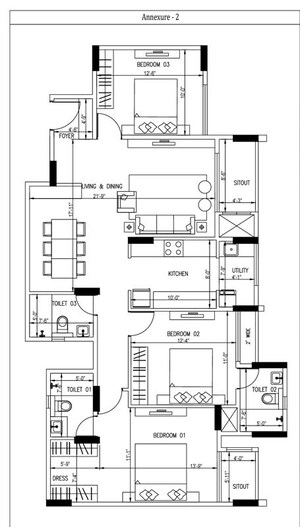 Floor Plan in 3 BHK Apartment at Goyal Orchid Salisbury, Thanisandra – for Sale
