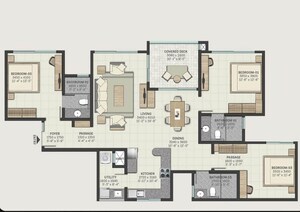 Floor Plan in 3 BHK Apartment at Sobha Windsor, Whitefield – for Sale