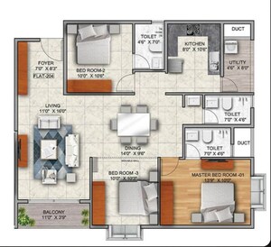 Floor Plan in 3 BHK Apartment at Mana Capitol, Sarjapur Road – for Sale