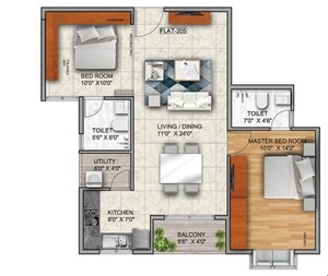 Floor Plan in 3 BHK Apartment at Mana Capitol, Sarjapur Road – for Sale