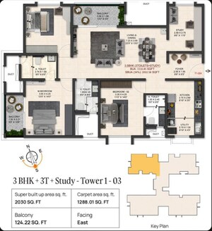 Floor Plan in 3 BHK Apartment at Trendsquares World Of Gardens, Sadaramangala – for Sale