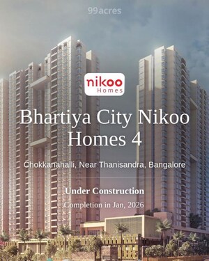 1 BHK Apartment – Exterior View View at Bhartiya City Nikoo Homes 4, Thanisandra Main Road - for Rent
