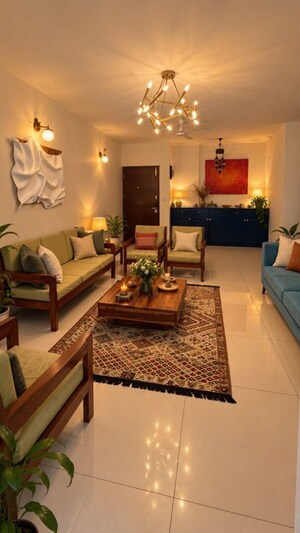 Living Room in 3 BHK Apartment at Vajram Tiara, Yelahanka – for Rent