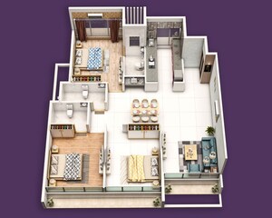 Floor Plan in 2 BHK Apartment at Gurukrupa Aramus Rudra, Kharghar Sector 18 – for Sale