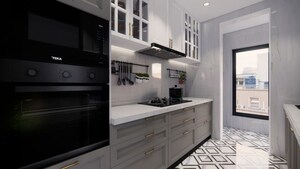 Kitchen in 3 BHK Apartment at Aum Nav Kiran, Khar West – for Rent