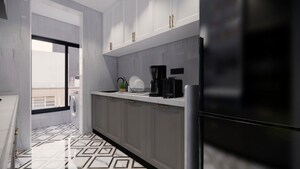 Kitchen in 3 BHK Apartment at Aum Nav Kiran, Khar West – for Rent
