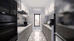 Kitchen in 3 BHK Apartment at Aum Nav Kiran, Khar West – for Rent
