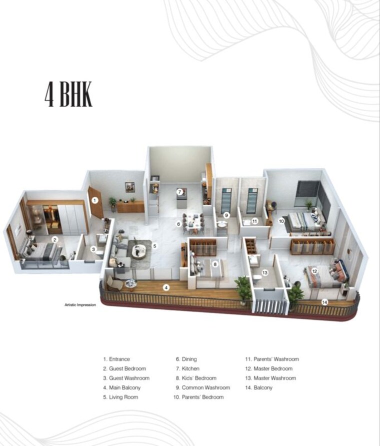 Floor Plan, royal-morya-skydale 3 Bedroom 1369 Sq.Ft. Apartment In Thergaon Pune 10791350