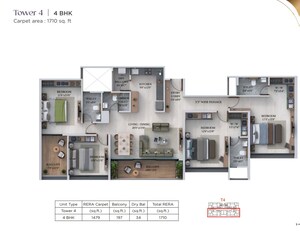 Floor Plan in 3 BHK Apartment at Vertex Dream Velmore, Balewadi – for Sale