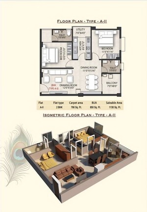 Floor Plan in 2 BHK Apartment at Gudiapokhari – for Sale