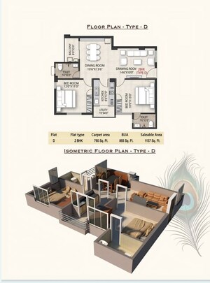 Floor Plan in 2 BHK Apartment at Gudiapokhari – for Sale