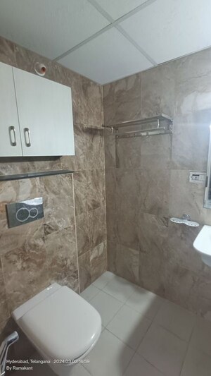 Bathroom in 3 BHK Apartment at Poulomi Indus Crest, Tellapur – for Rent