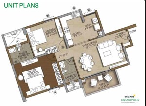 Floor Plan in 3 BHK Apartment at Brigade Cosmopolis, Whitefield – for Sale