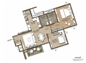 Floor Plan in 3 BHK Apartment at Brigade Cosmopolis, Whitefield – for Sale