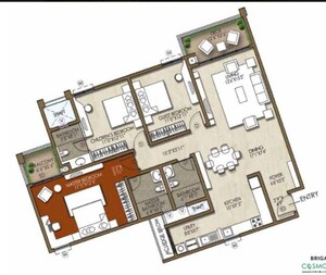 Floor Plan in 3 BHK Apartment at Brigade Cosmopolis, Whitefield – for Sale