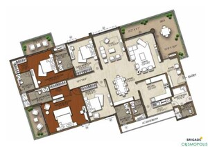Floor Plan in 3 BHK Apartment at Brigade Cosmopolis, Whitefield – for Sale