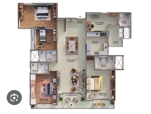 Floor Plan in 3.5 BHK Apartment at Prestige Raintree Park, Whitefield – for Sale