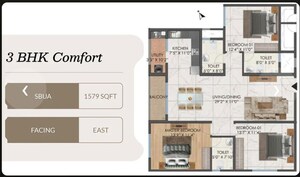 Floor Plan in 3 BHK Apartment at Mana Cresta, Sarjapur Road – for Sale