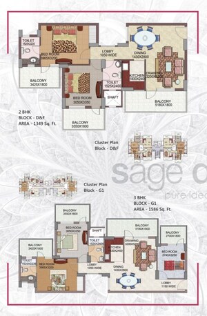 Floor Plan in 3 BHK Apartment at KST Whispering Heights, Sector 88 – for Sale