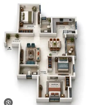 Floor Plan in 3 BHK Apartment at Assetz Marq, Whitefield – for Sale