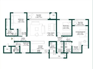 Floor Plan in 3 BHK Apartment at Godrej Woodscapes, Budigere Cross – for Sale