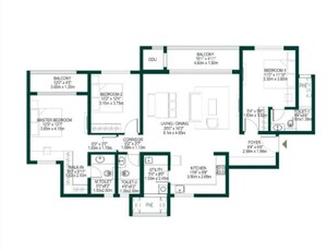 Floor Plan in 3 BHK Apartment at Godrej Woodscapes, Budigere Cross – for Sale