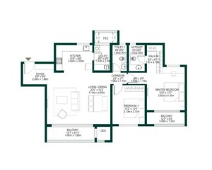 Floor Plan in 3 BHK Apartment at Godrej Woodscapes, Budigere Cross – for Sale
