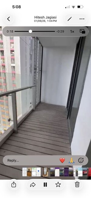 Balcony in 1 BHK Apartment at Lodha New Cuffe Parade, Wadala – for Rent
