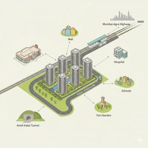 2 BHK Apartment – Map Location View at Olive Boulevard, Akurli - for Sale