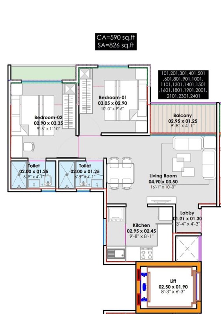 Floor Plan, aishwaryam-anand 2 Bedroom 591 Sq.Ft. Apartment In Moshi Pune 10794102