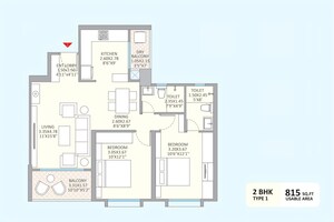 Floor Plan in 2 BHK Apartment at Little Earth Apartments, Mamurdi – for Sale