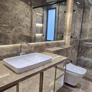 Bathroom in 4 BHK Builder Floor at Sushant Lok I – for Rent
