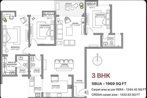 Floor Plan in 3 BHK Apartment at Assetz Soho And Sky, Jakkuru – for Sale
